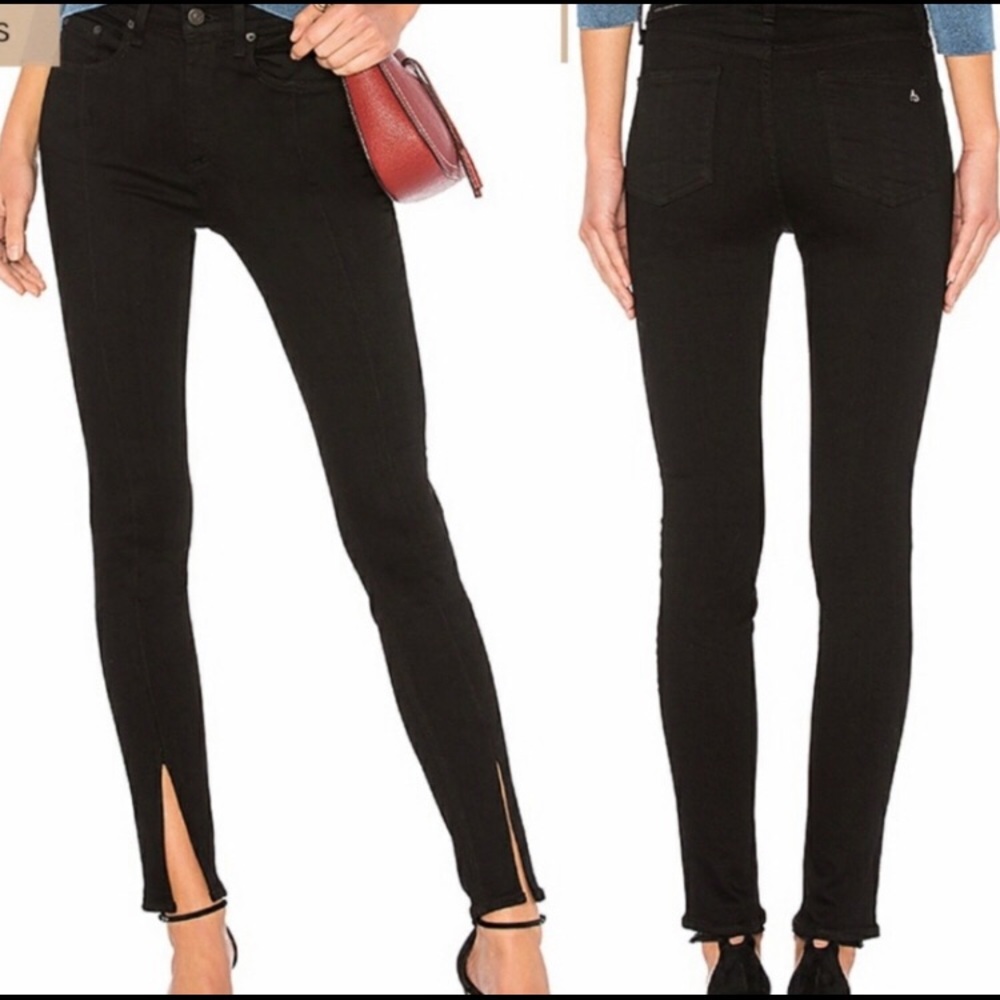 Rag & Bone Black Yuki Coal Bar High Rise Jeans